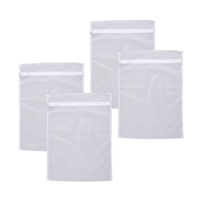 WENKO 4er Set Wäschenetz 70x50cm Weiß Reißverschluss Wäscheschutz Feinwäsche