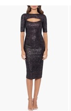 Betsy  Adam Black/Bronze Front Cutout Sequin Sheath Dress. Sz 2. NWT 