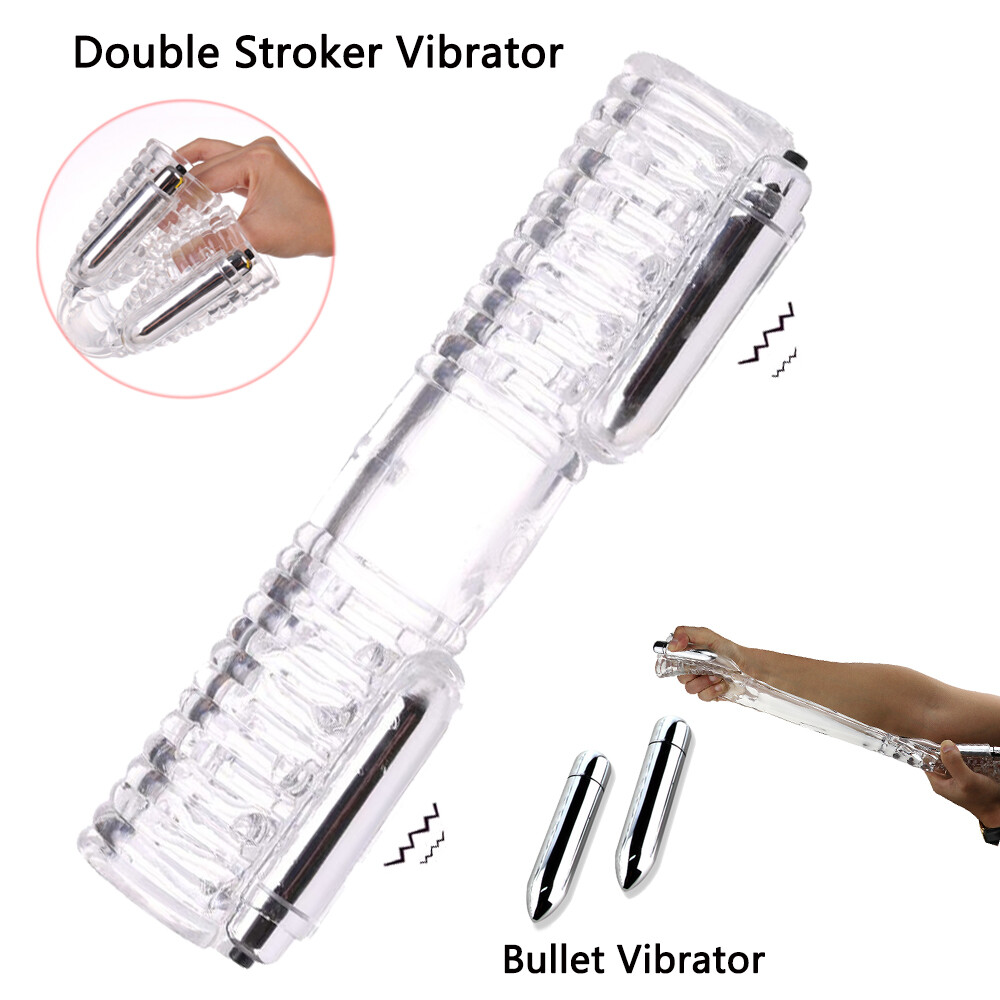 Ribbed Pocket Pussy Double Stroker Sleeve Male Masturbators Vibrator Sex  Toy Men | eBay