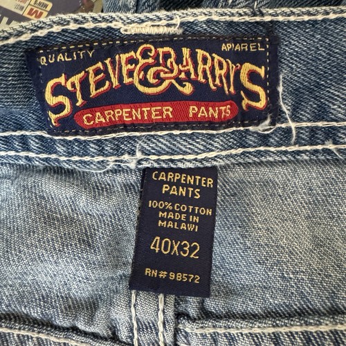 Pantalones de mezclilla Steve & Barrys Carpenter para hombre 40x32 azules holgados pierna ancha nuevos con etiquetas stock muerto - Imagen 4 de 15