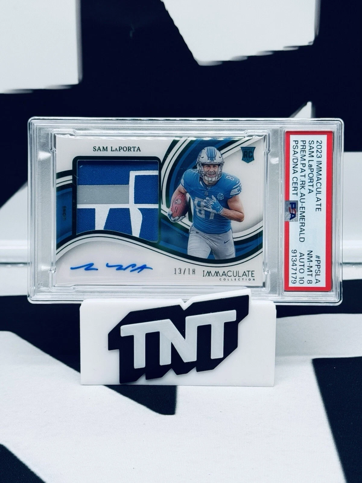 Sam LaPorta Panini Immaculate Collection Premium Patch Rookie Autographs #PPSLA Emerald