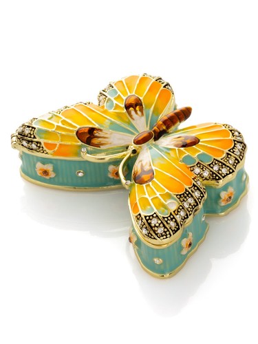 Keren Kopal Hand made Butterfly Trinket box Decorated with Austrian Crystals - Picture 2 of 17