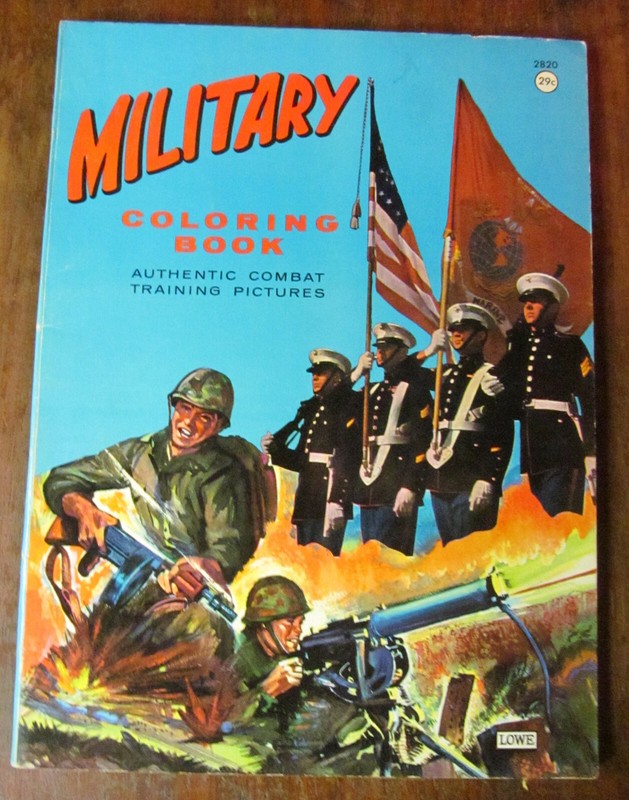Military Coloring Book 1963 Authentic Combat Training Pictures - Lowe 2820 RARE!