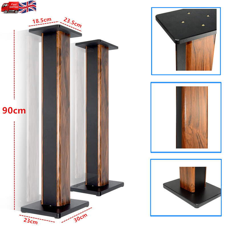 2X 35inch SPEAKER STAND Modern Wooden Platform HiFi Surround Sound TV