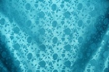 Aqua brocade Jacquard fabric dress runner Satin Floral 58" wide per yard