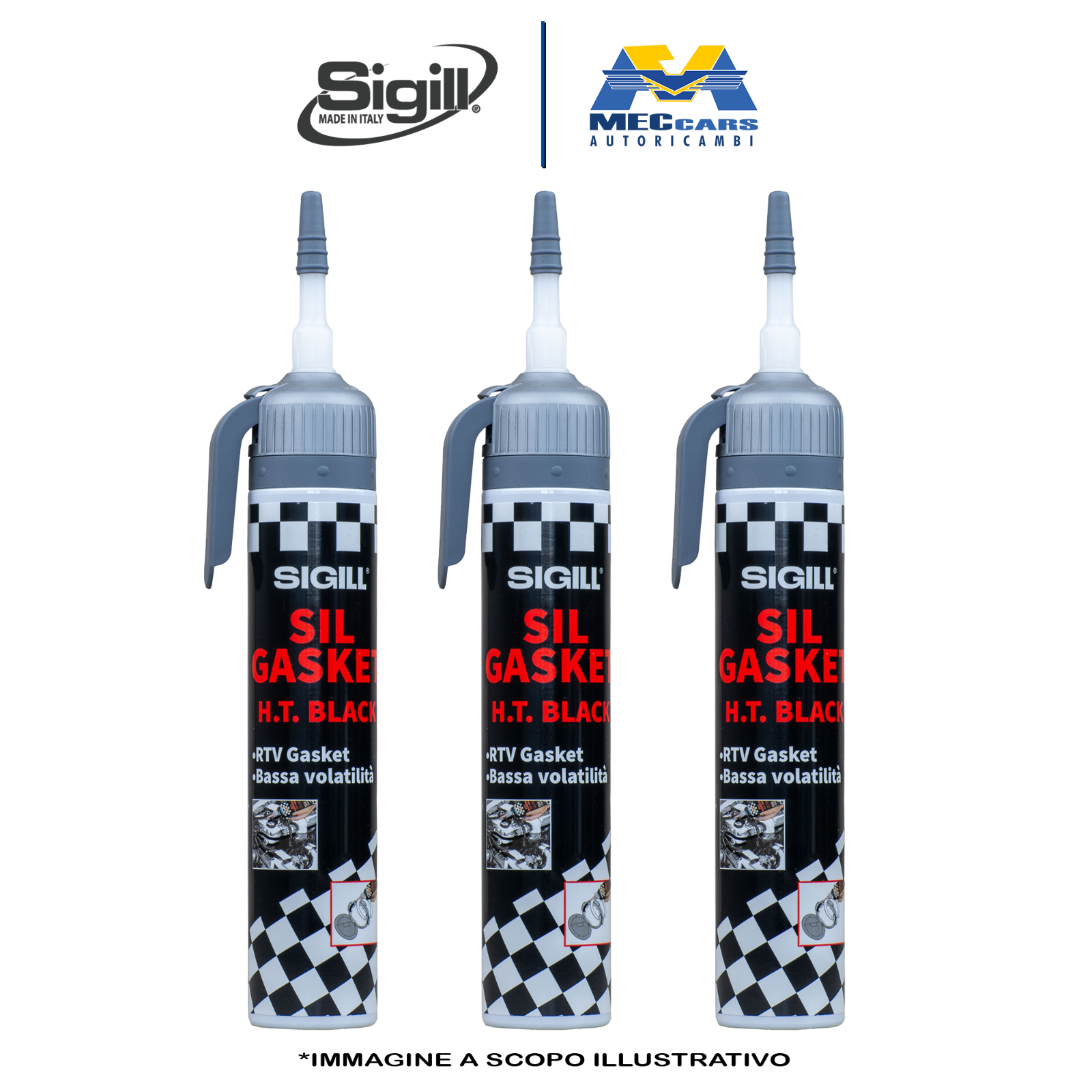 SIGILL SIL GASKET RTV SILICONE NEUTRO NERO AUTO PIC BASSA VOLATILITÀ x 3 Pz