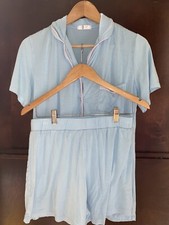 Ekouaer Pajamas Set Short Sleeve Size Small Sleepwear Buttons Blue EUC