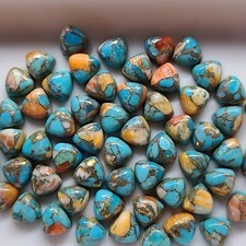 Spiny Oyster Copper Turquoise 6x6mm Flat Back Trillion Cabochon Loose Gem s 