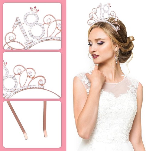 Prinzessin 18. Geburtstag Krone mit Glitzer & Satin Schärpe - Perfektes Geschenk - Bild 6 von 10
