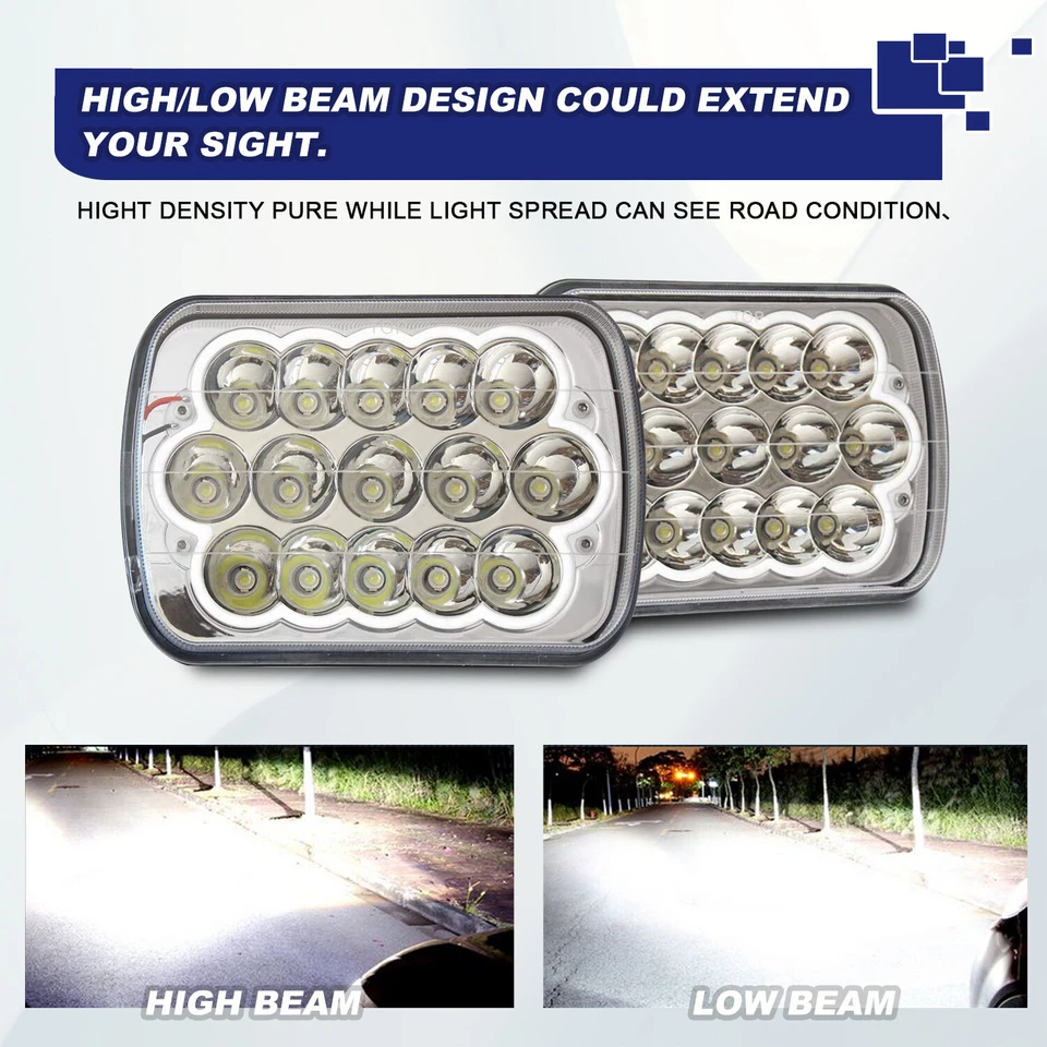 Par de faros LED rectangulares de 5X7" 7x6 pulgadas con luz de estacionamiento para camioneta Foto 4 de 4