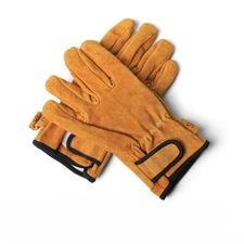 1 Pair Outdoor BBQ Welding Cowhide Protective Gloves Thickened Heat Insulation