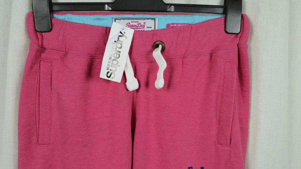 Superdry Applique Slim Non Cuffed Joggers Paloma Pink Size S Rrp £64 CR059 BB 20 - Image 3 of 4