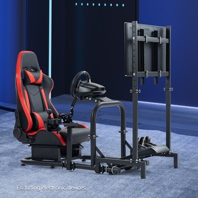 Supllueer Racing Sim Cockpit & Red Seat &TV Stand Fits For Logitech Thrustmaster