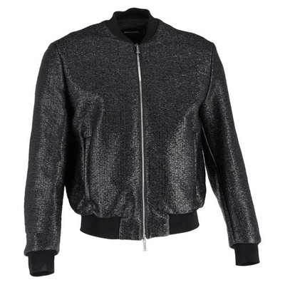 Dsquared2 strukturierte Bomberjacke mit Reißverschluss aus Polyester Herren schwarz Größe 50
