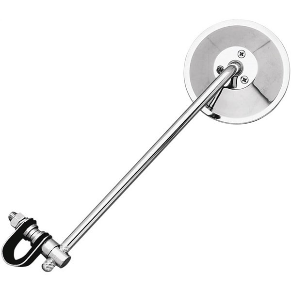 Emgo Universal Clamp-On Mirror With 10" Stem - Round - Chrome - Left/Right |
