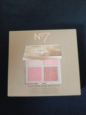 No7 Shimmer Face Palette – Blush, Highlighter & Bronzer with Applicator Brush