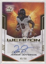 2021 Leaf Ultimate Draft Weapon Gold 45/50 Jermar Jefferson #UW-JJ2 Auto 0s1n