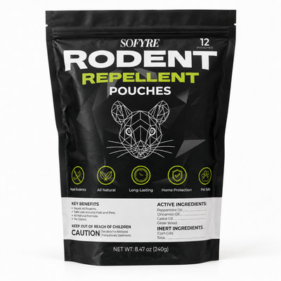 SOFYRE Rodent Repellent Pouches 12 pk Natural Peppermint Cedarwood New Look