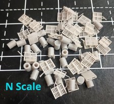 N Scale Pallets 35pcs and 55 Gallon Drums 30pcs