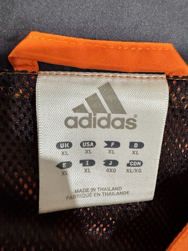 Vintage Y2k Adidas Three Stripes Windbreaker Orange Hooded Mens Track Jacket XL - Picture 4 of 5