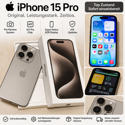 Apple iPhone 15 Pro 128GB Titan Natur | 82%  | OVP | Voll funktionsfähig 