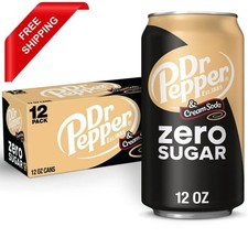 DR PEPPER and Cream Soda Zero Sugar, 12 fl oz cans, Pack of 12 FREE SHIPPING