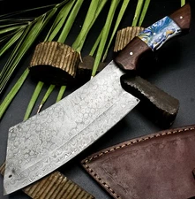 CUSTOM HANDMADE FORGED DAMASCUS STEEL CHOPPER KNIFE KITCHEN KNIFE