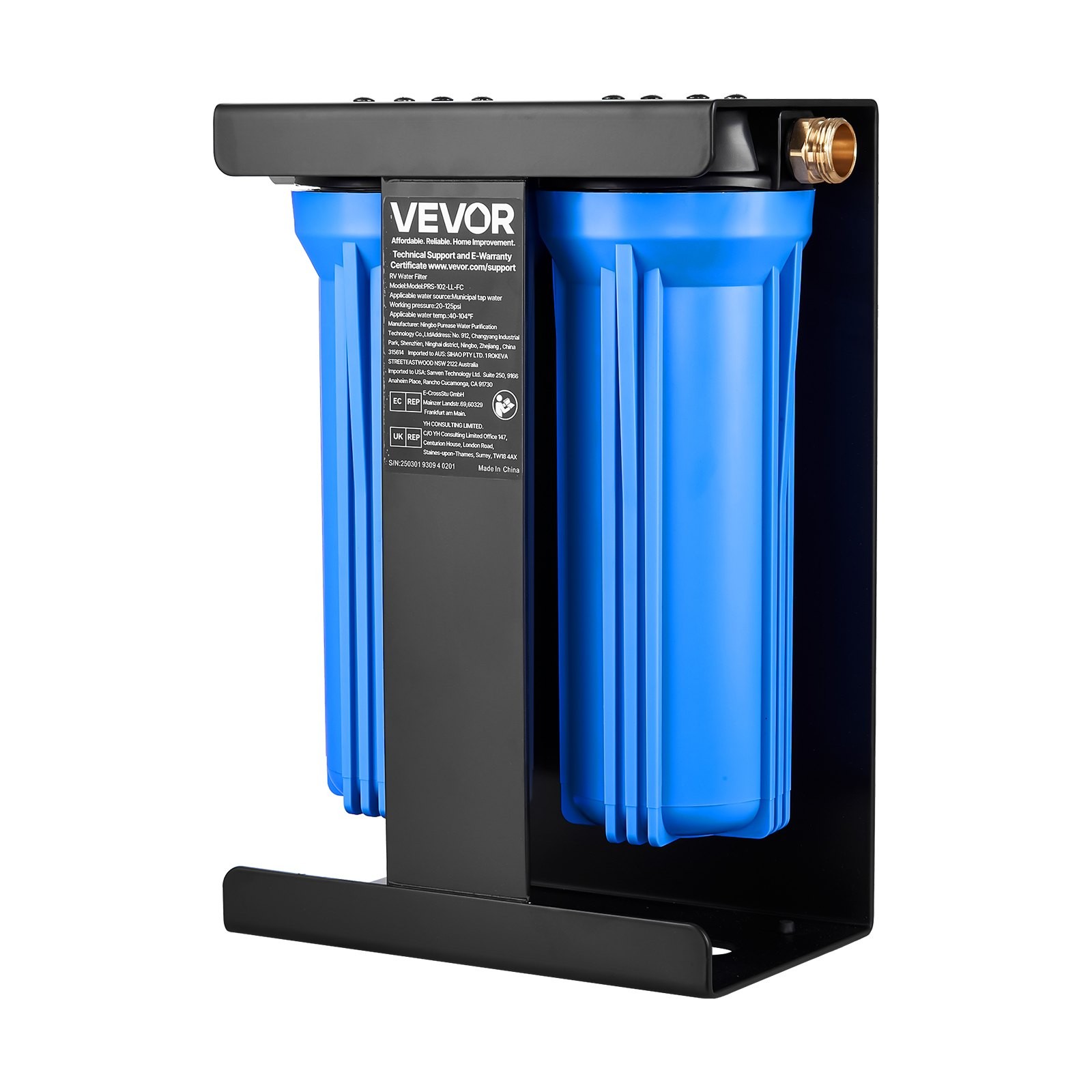 VEVOR RV Water Filtration System 2-Cartridge Water Filter System for Campers Rem