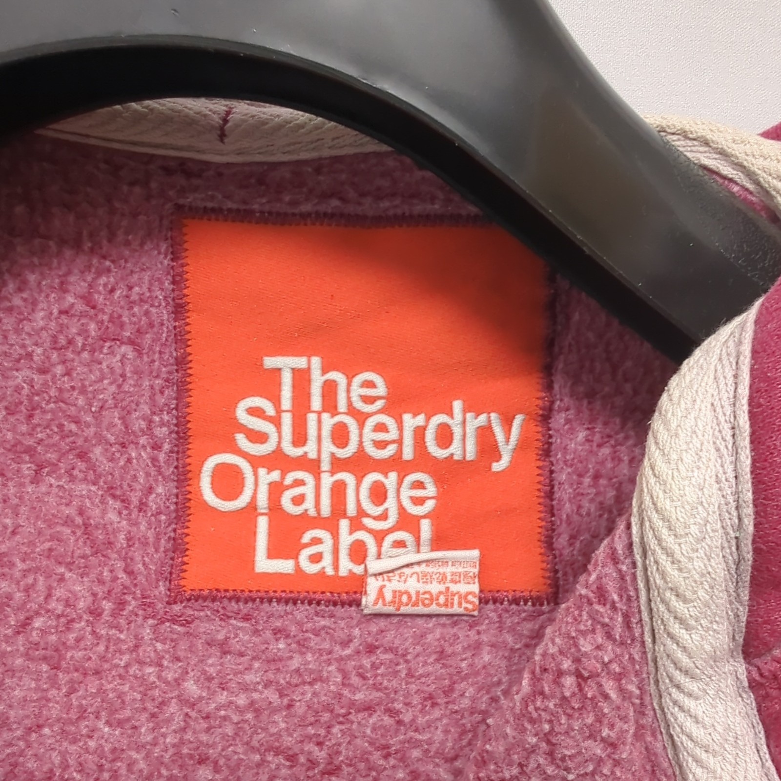 Superdry Orange Label Womens Burgundy Pink Zip Hoodie Embroidered Logo image 4