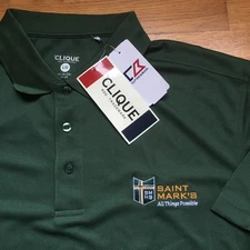 NEW Cutter & Buck Golf Shirt Polo Green Saint Mark's School Clique NWT New sz L