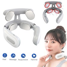 4-Heads Neck Shoulder Massager 6 modes 16 levels Cordless Cervical Relax Heat