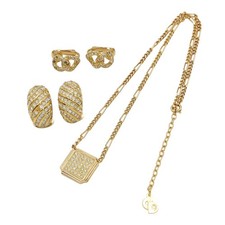 Christian Dior Set of Clip-on Earrings Necklace Fashion Jewelry F444