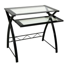 Scrivania per computer Eckstein con piano in vetro base in metallo di Wade Logan®