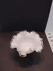 VTG Fenton Silver Crest White Milk Glass Ruffle Edge Bowl Candy Dish.
