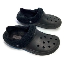 Crocs Classic Lined Clogs Black Women's 10 / Men's 8 Slip-on Faux Fur Fuzzy Warm