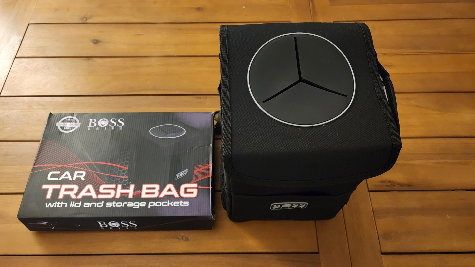 Portable Black Waterproof Car Trash Can Garbage Bin Bag Organizer