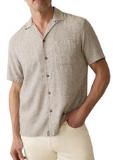 NWT Faherty Mens Linen Camp Shirt In  Stone Coast  Size Large 168 Retail