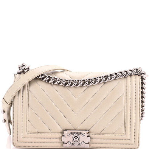 Chanel Boy Flap Bag Chevron Calfskin Old Medium
