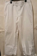 Lauren Ralph Lauren Women  s White 100 Cotton Chino Pants Size 8 Pockets