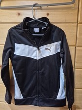 Puma Boys Jacket Black With White Stripes Size 6