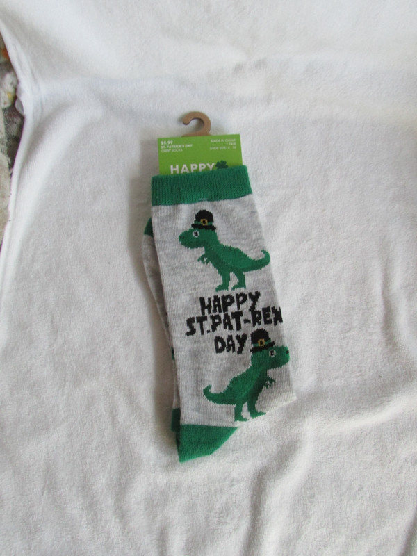 Happy St Pat-Rex Day socks