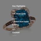 Le Vian 14K Rose Gold Cocktail Ring for Women London Blue Topaz Diamond Size 5 — photo 2