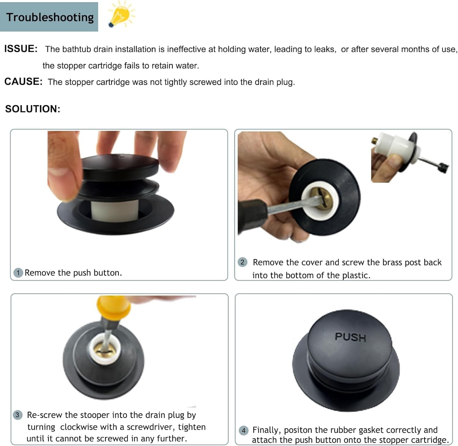 Matte Black Tub Drain Overflow Kit Universal Bathtub Drain Replacement