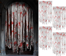 4Pcs Halloween Door Curtain Decoration with Bloody Hand Prints- 84.6" X 59"