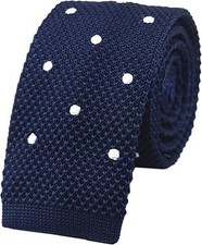 Knit Ties for Men Vintage Business Smart Casual 2" One Size Navy Red White