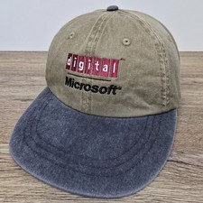 Vintage Digital Microsoft Hat Adjustable OSFA Leather Strap Unstructured PC Tech