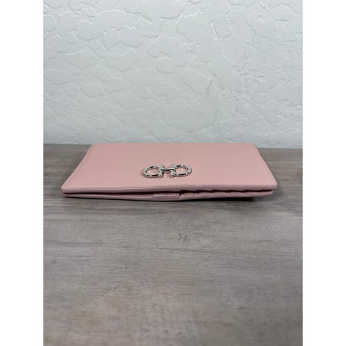 Portafoglio Salvatore Ferragamo Gancini Pelle Continental Bifold Nero Blush Rosa - Foto 5 di 7