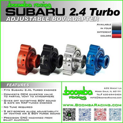 #ad Boomba Racing for SUBARU 2.4T ADJUSTABLE BOV ADAPTER Blue Anodize $148.35