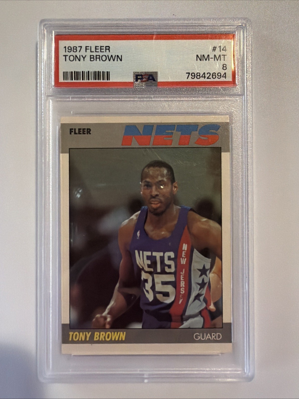1987 Fleer Tony Brown #14, PSA 8 NM-MT