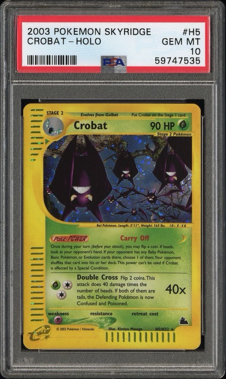 2003 Pokemon Skyridge # H5 Crobat Holo PSA 10 Card! GEM MINT! Trusted Seller!